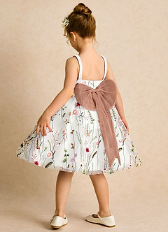 Azazie Peppa Blumenmädchenkleider A-Linie Herzausschnitt Tüll Kleid Elfenbein Bronzer image5