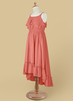 Azazie Karmen Blumenmädchenkleider A-Linie Gestreift Chiffon Kleid Lachsrosa image11