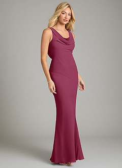 Azazie Rylina Bridesmaid Dresses Mulberry Mermaid Pleated Chiffon Dress image5