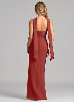 Azazie Calandra Brautjungfernkleider Etui Plissee Chiffon Kleid Terrakotta image2