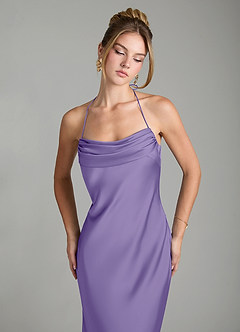 Azazie Mae Bridesmaid Dresses Tahiti Mermaid Pleated Stretch Satin Dress image3