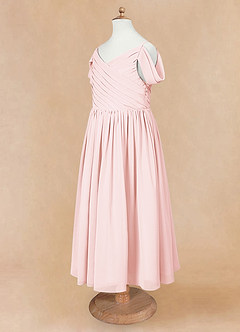 Azazie Chelle Flower Girl Dresses Blushing Pink A-Line Pleated Chiffon Dress image8