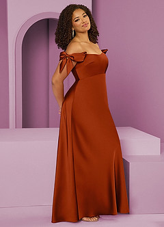 Barbie ♥ Azazie Bridesmaid Dresses Paprika Sheath Off the Shoulder Stretch Satin Convertible Dress image11