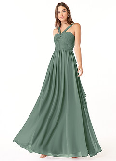 Azazie Dionne Brautjungfernkleider A-Linie Korsett Chiffon Kleid Eukalyptus image4