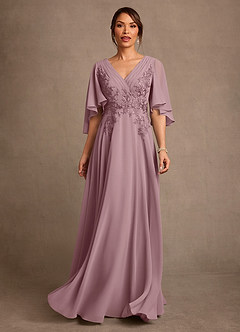 Azazie Tilda Abiti per la Madre della Sposa Abito A-Line in Chiffon Pizzo Rosa Polverosa image1