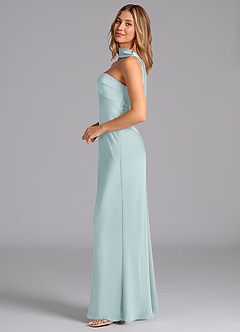 Azazie Lusinda Brudtärnklänningar Klä av Sjöjungfru i Stretch Satin Axelbandslös Dimma image5