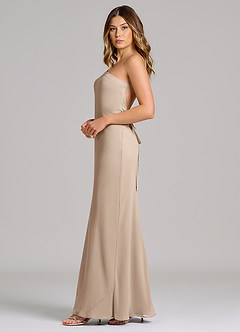 Azazie Monroe 신부 들러리 드레스 쉬스 한쪽 어깨 쉬폰 바닥 길이 드레스 image5