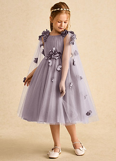 Azazie Staria Flower Girl Dresses Dusk Ball-Gown Ruched Tulle Dress image5