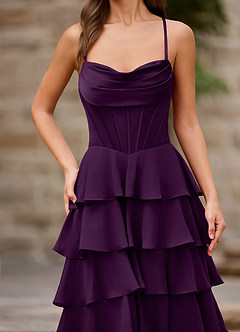 Rhythm Grape Ruffled A-line Prom Dress image8