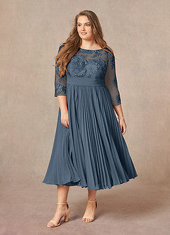 Azazie Tutu Mother of the Bride Dresses Neptune A-Line Boatneck Lace Chiffon Dress image9