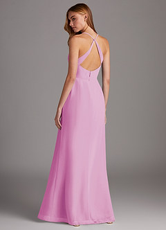 Azazie Manila Bridesmaid Dresses Candy Pink Sheath V-Neck Chiffon Dress image2
