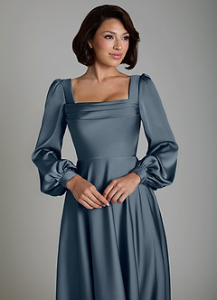 Azazie Solana Brautjungfernkleider A-Linie Langarm Stretch-Satin Kleid Zwielichtviolett image3