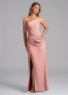 Azazie Eren Bridesmaid Dresses Rosette Mermaid One Shoulder Stretch Satin Dress image5