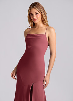 Azazie Grata Bridesmaid Dresses Merlot Mermaid Pleated Chiffon Dress image7