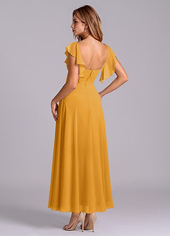 Azazie Leilani Bridesmaid Dresses Butterscotch A-Line Ruched Chiffon Dress image5