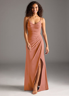 Azazie Deandra Brautjungfernkleider Meerjungfrau-Linie Plissee Chiffon Kleid Mai Tai image5