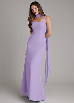 Azazie Katya Bridesmaid Dresses Lilac Mermaid Square Neckline Chiffon Convertible Dress image3
