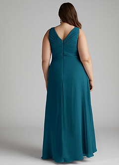Azazie Flora Bridesmaid Dresses Ink Blue A-Line Pleated Chiffon Dress image13