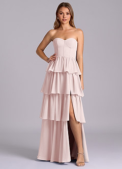 Azazie Faye Bridesmaid Dresses Blushing Pink A-Line Sweetheart Neckline Chiffon Dress image1