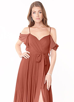 Azazie Lyney Bridesmaid Dresses Clay A-Line Off the Shoulder Chiffon Dress image6