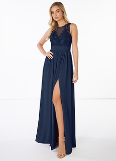 Azazie Mea Final Sale Cabernet A-Line Lace Chiffon Dress image1