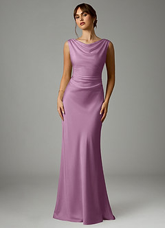 Azazie Kieryn Robes de demoiselle d'honneur Robe Sirène en Satin extensible Plissée Glycine image1