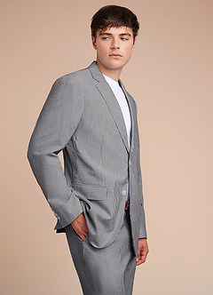 front Gavin Grey Striped Seersucker Suit Jacket