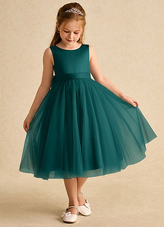 Azazie Winnie Flower Girl Dresses Peacock Ball-Gown Bow Tulle Dress image2