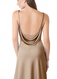 Azazie Alaija Bridesmaid Dresses Taupe Mermaid Side Slit Stretch Satin Dress image6