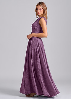 Azazie Charlize Final Sale Wisteria A-Line One Shoulder Floral Burnout Dress image3