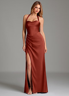 Azazie Serenity Bridesmaid Dresses Terracotta Mermaid Sweetheart Neckline Stretch Satin Dress image3