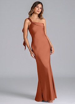 Azazie Driea Brudtärnklänningar Klä av Sjöjungfru i Stretch Satin Ena axeln Cederros image1