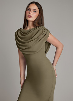 Azazie Hadley Bridesmaid Dresses Willow Green Mermaid Pleated Chiffon Dress image6