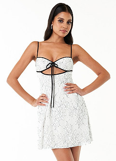 Robyn White Lace Mini Dress Azazie