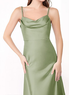 Azazie Alaija Bridesmaid Dresses Dusty Sage Mermaid Side Slit Stretch Satin Dress image5