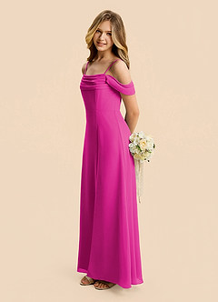 Azazie Lilly Junior Fuchsia A-Line Pleated Chiffon Dress image3