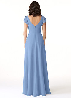 Azazie Omari Bridesmaid Dresses Steel Blue A-Line Chiffon Dress image2