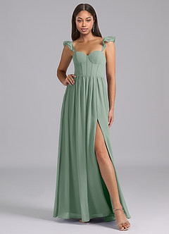 Azazie Denisse Suknie dla druhen Linia A Marszczony Szyfon Do ziemi Sukienka image5