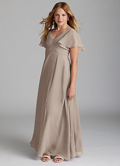 Azazie Kimber Junior Frost A-Line Pleated Chiffon Dress image3