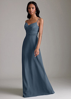 Azazie Kali Brudtärnklänningar Klä av A-Linje i Chiffong Plisserad Neptunus image6