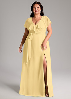 Azazie Lainey Bridesmaid Dresses Butter A-Line with Pockets Chiffon Dress image3