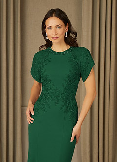 Azazie Adonna Final Sale Dark Green Mermaid Lace Dress image4