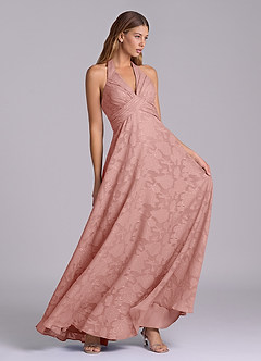 Azazie Tessie Bridesmaid Dresses Rosette A-Line Pleated Floral Burnout Dress image5