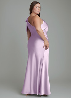 Azazie Yuanna Bridesmaid Dresses Frosted Lilac Mermaid One Shoulder Stretch Satin Dress image9