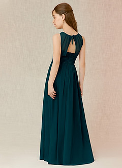 Azazie Bibiane Junior Pine A-Line Pleated Chiffon Dress image10