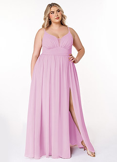 Azazie Rayna Bridesmaid Dresses Candy Pink A-Line V-Neck Pleated Chiffon Dress image7