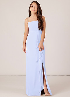 Azazie Kaylee Junior Lavender A-Line with Belt Chiffon Dress image1