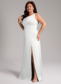 Azazie Phaedra Suknie dla druhen Linia A Jedno ramię Satyna elastyczna Do ziemi Sukienka image5