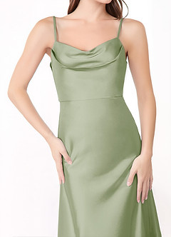 Azazie Alaija Bridesmaid Dresses Dusty Sage Mermaid Side Slit Stretch Satin Dress image5