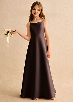 Azazie Joella Girls Formal Flower Girl Klänningar Klä A-Line i Matt satäng Plisserad image2